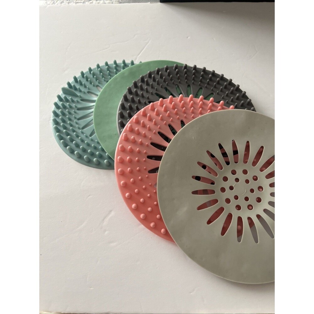 Drain Stop & Hair Catcher - Drain Stopper Silicone Lot - 5 All Different Colors